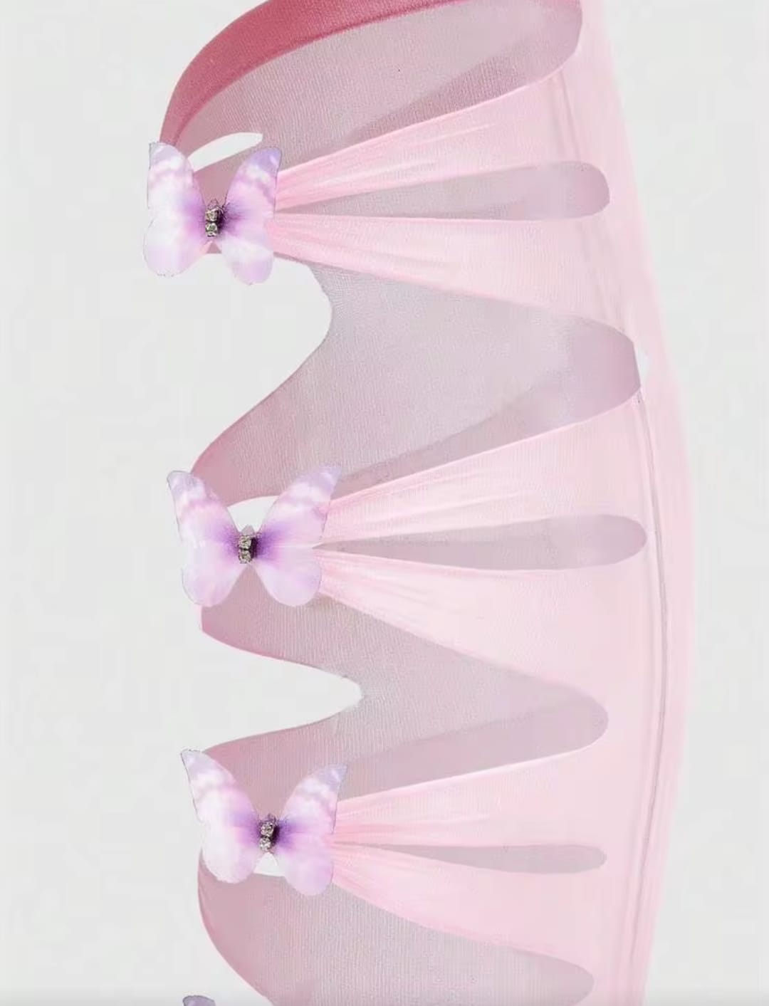 Women’s Sheer Pink Thigh-High Stockings with Butterfly Bow Details – Romantic Fashion Hosiery